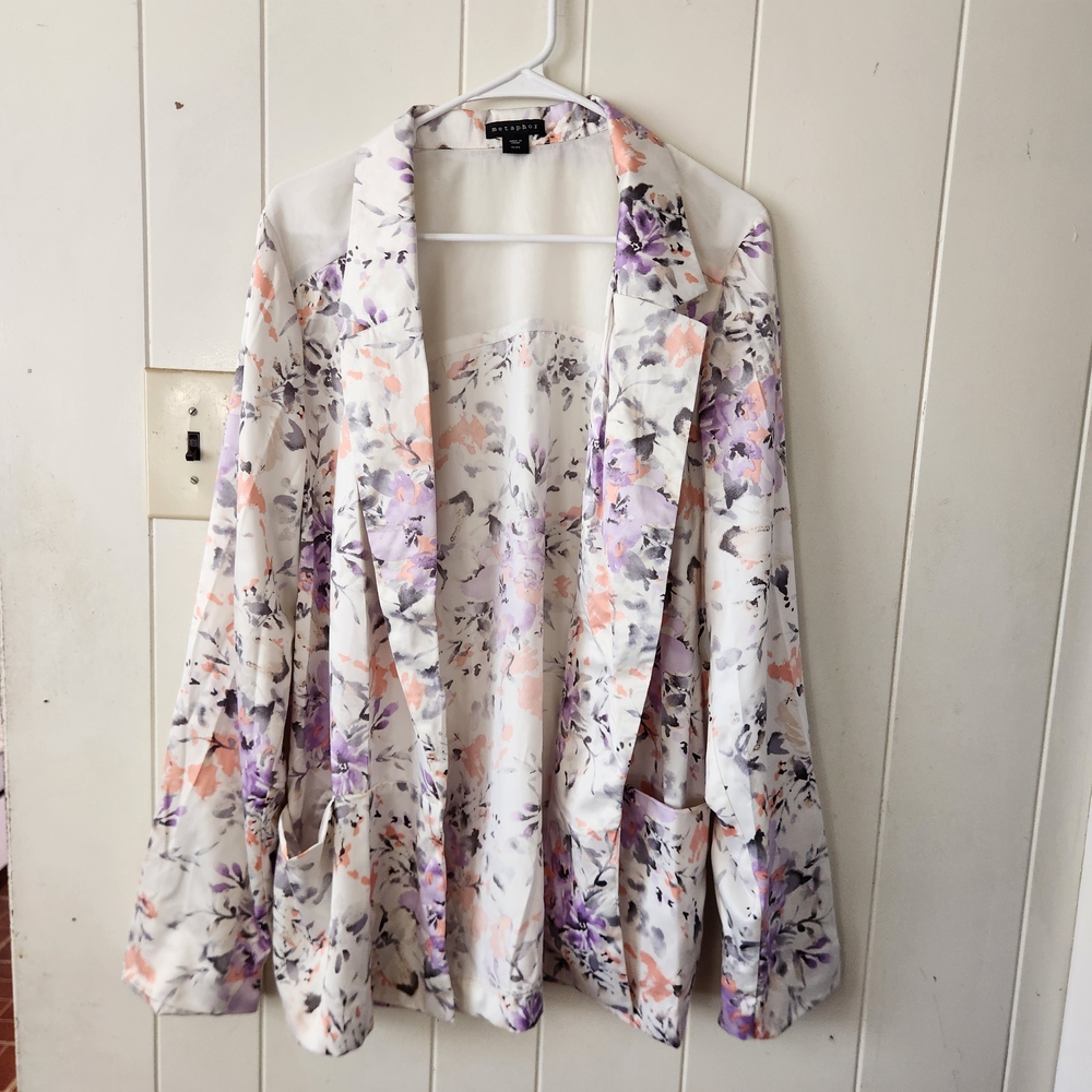 NWT Metaphor Women's Floral Blazer Purple, Pink, Cream Size XL